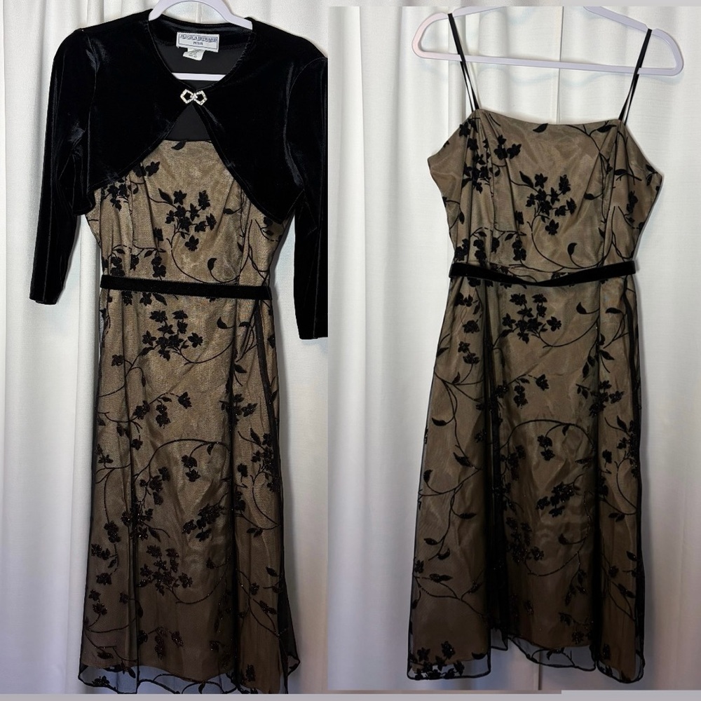 Vtg Y2K Jessica Howard Dress 12P Fairy Whimsigoth Prom Hoco Glitter Burnout 2 Pc